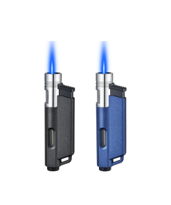 Adjustable Butane Torch Lighter (Black/Blue 2 Pack)