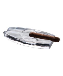 Crystal Glass Heavy Ashtray (Long with 2 Holders)